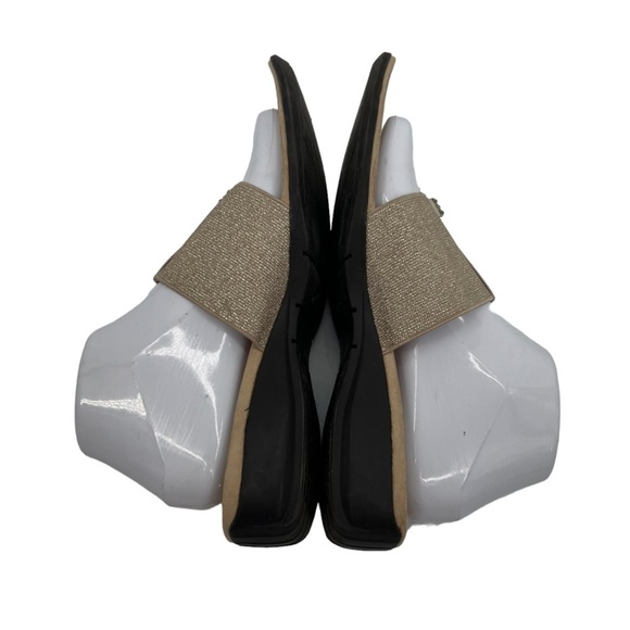 Anne Klein Gold T-Strap Wedge Sandals Size 9 1/2 Women’s - Picture 7 of 9